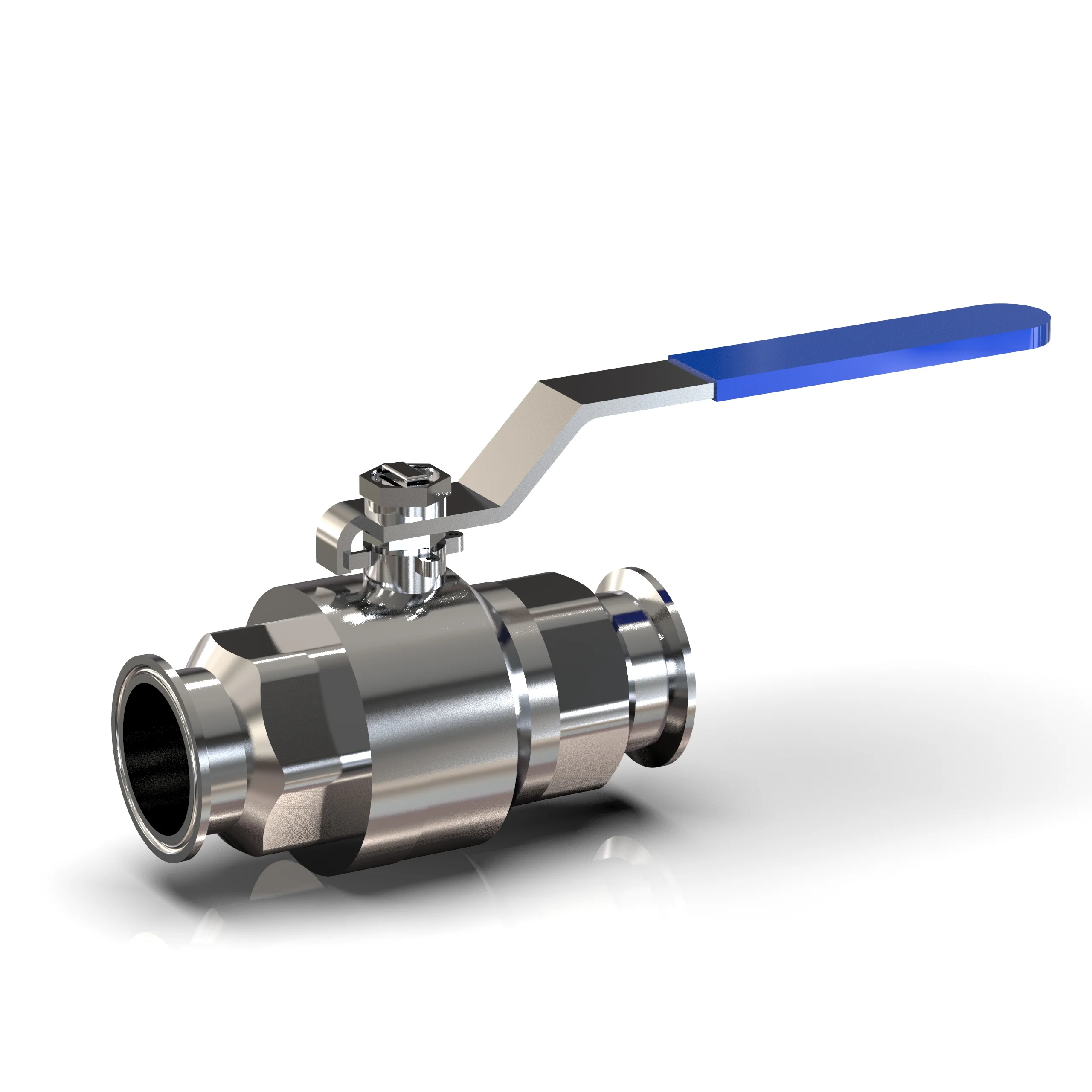 2-piece ball valve with full bore clamp ferrules